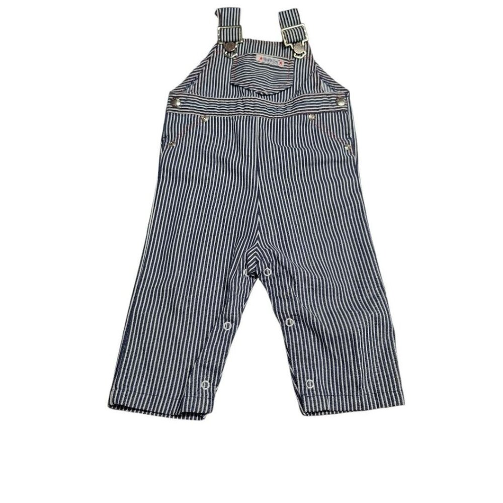 Health Tex Conductor Train Pants Overalls 18 Months Striped Snap‎ Baby Toddler
